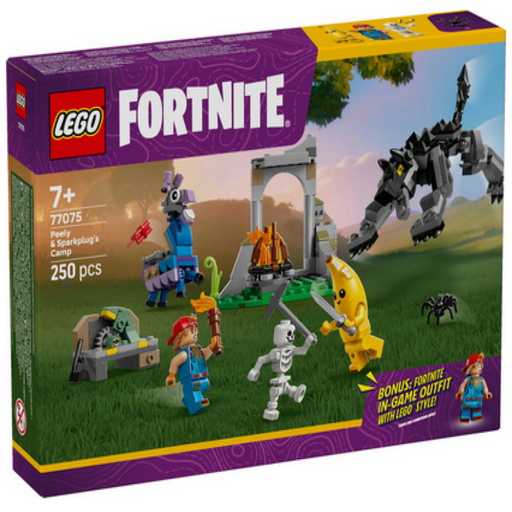Lego-77075-Fortnite-Peely-Sparkplugs-Camp-250-Pieces-Construction-LEGO-Toycra_512x512.png LEGO Fortnite Peely & Sparkplug's Camp Set 77075 (250 Pieces) - Image 1